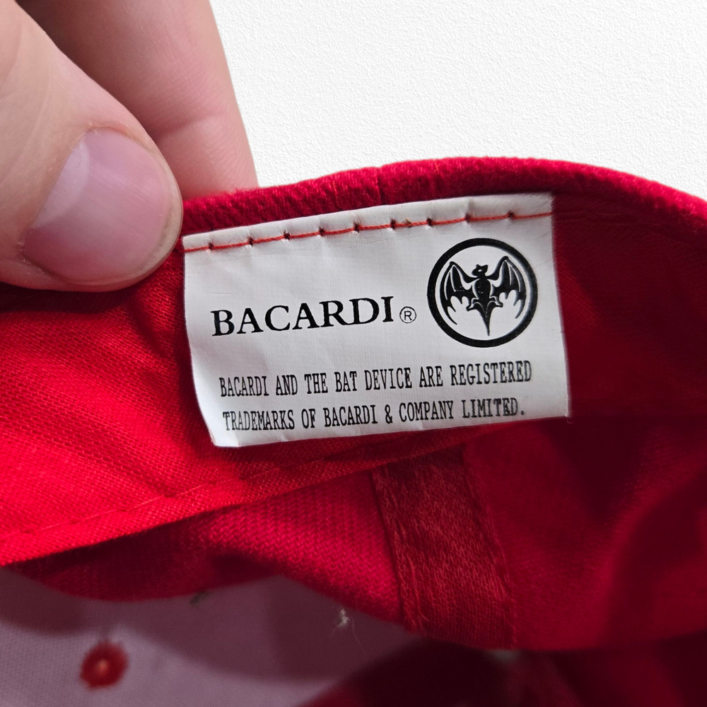 Bacardi Red Adjustable Embroidered Bat Logo Baseball Cap Hat NWT - Picture 8 of 9